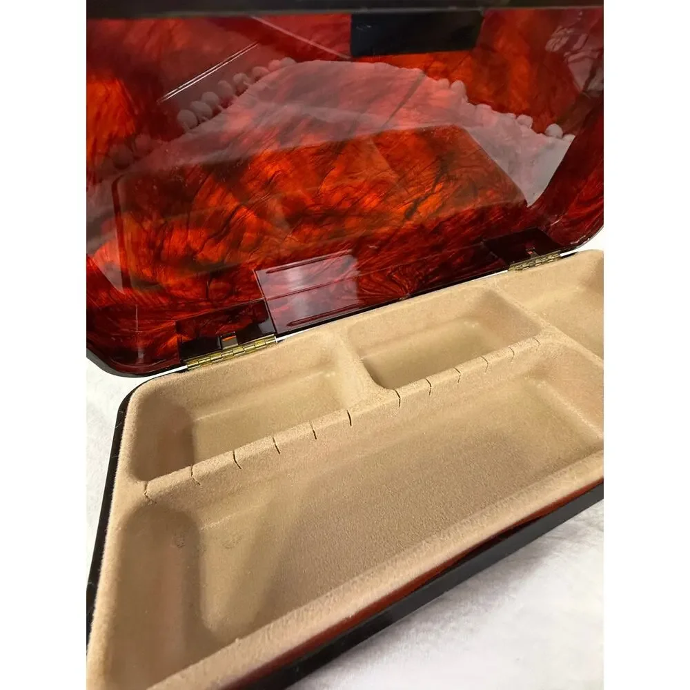 Vintage Faux Tortoiseshell Acrylic Jewelry Box with Brass-Tone Clasp